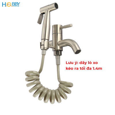 Vòi xả nước kèm vòi xịt rửa inox 304 dây lò xo Hobby home decor GXLX2