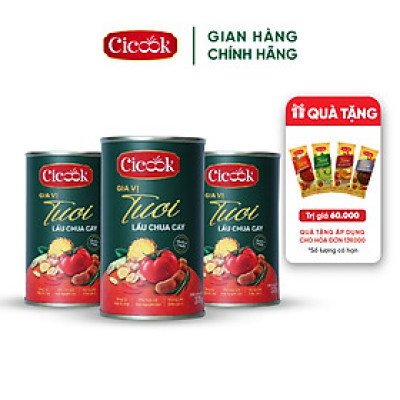 Combo 3 Lon Xốt Lẩu Chua Cay Cicook, Ngon Chuẩn Vị Không Cần Thêm Gia Vị 370g *3