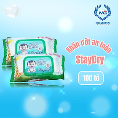 Khăn Giấy Ướt Cao Cấp Không Hương Staydry KU-STCC-KH100 (100 Tờ)