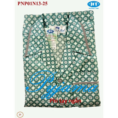 Bộ Pyjama HUONGTAM Phi bóng tay ngắn nam cao cấp(PNP02N15). Chất liệu vải polyester mềm mại, thoáng mát, không phai màu.