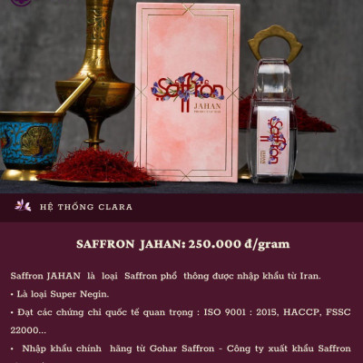 [Bộ quà Tặng Sức Khỏe] Nhụy Hoa Nghệ Tây Saffron Jahan 1Gr Tặng Kèm Mật ong Ngâm Saffron