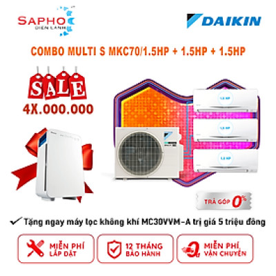 [Free Lắp HCM] Hệ Thống Máy Lạnh Multi S Daikin Inverter Combo MKC70SVMV/CTKC35RVMV+CTKC35RVMV+CTKC35RVMV Gas R32 Treo Tường 1 Chiều Lạnh Hàng Chính Hãng