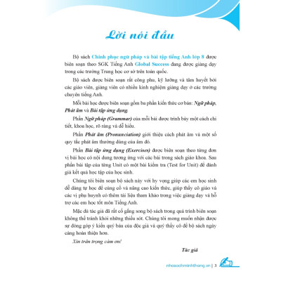 Sách - GLOBAL SUCCESS - Chinh Phục Ngữ Pháp Và Bài Tập Tiếng Anh lớp 8 tập 1 ( MT)