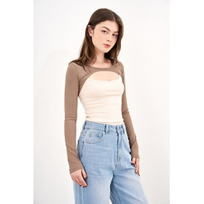 DOTTIE - Áo hai dây kèm áo khoác ngắn - Beige - T0752