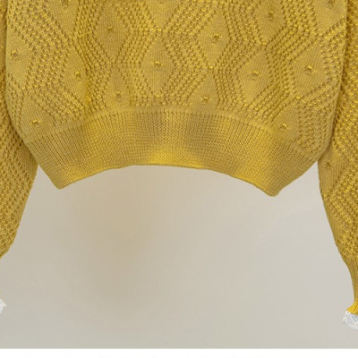 Áo Len Dài Tay Cổ Tròn Thời Trang Hàn Quốc Cho Nữ Haint Boutique, Áo len Cổ Tròn Dài Tay Pha Ren Xinh HB50