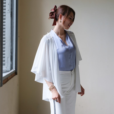 Áo Khoác Ngọc Trai Áo Khoác Voan Hity TOP139 (Trắng Kim Cương)