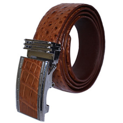 Dây nịt nam da cá sấu màu nâu đỏ HJ94205-40-41-53-78 