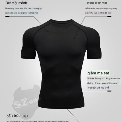 Áo bơi nam ngắn tay chống nắng, ổn định thân nhiệt