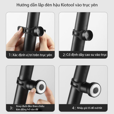 Đèn hậu xe đạp Kiotool 2 màu xanh đỏ K02