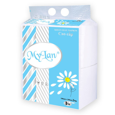 KHĂN GIẤY VUÔNG NAPKIN MYLAN CAO CẤP 24x24 SIÊU TIẾT KIỆM 1KG/GÓI