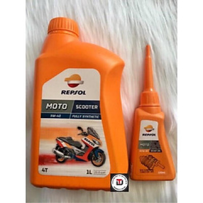 Repsol Scooter 5W40 1L + Nhớt hộp số Repsol Gear Oil 80W90 120ml ( bộ nhớt dùng cho xe tay ga cao cấp tổng hợp)