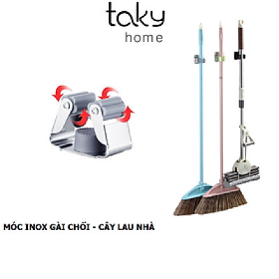 Giá Inox Treo Cây Lau Nhà Gắn Tường, Khô Ráo - Gọn Gàng - Ngăn Nắp, Gắn Keo Siêu Chắc Không Khoan Đục - TakyHome 4031