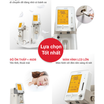 Máy Tạo Oxy Y Tế 93% Yuwell 9F-5AW - Hỗ Trợ Bệnh Nhân Suy tim, Suy phổi, Rối loạn hô hấp - Bảo Hành 1 Năm