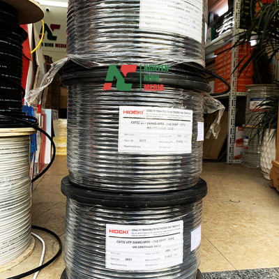Cáp Mạng Ngoài Trời HIDEKI Cat5e 8 Lõi Đồng, Có Sợi Thép Chịu Lực, Vỏ HDPE Siêu Bền -Hàng Chính Hãng