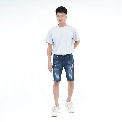 Quần Short Jeans Nam Rách Cao Cấp HUNTER X-RAYS Form Slimfit Thun Màu Xanh S63