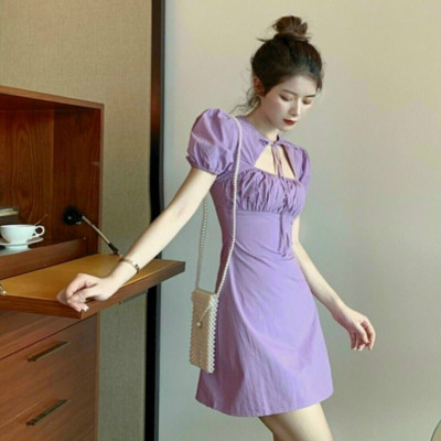 Đầm đũi tay phồng nhún ngực ( có mút) 