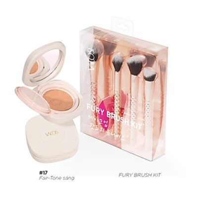 Combo Makeup Nền Vacosi SC05-VK15 Gồm 2 món: Set cọ nền phủ & Phấn Cushion