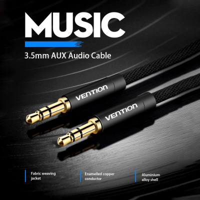 Cáp âm thanh AUX 3.5mm gắn trên ô tô Male to Male nổi có dệt vải cho PC điện thoại