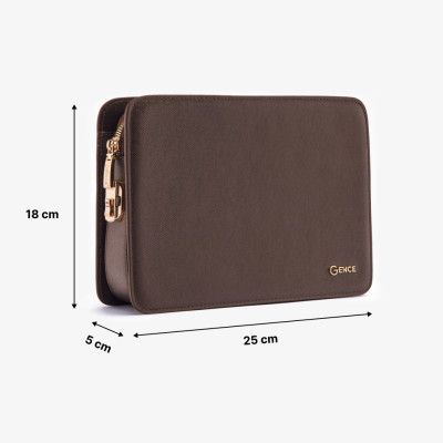 Ví Cầm Tay Clutch Da Nam Hàng Hiệu GENCE CK15 Da Bò Khóa Số Cao Cấp Màu Nâu