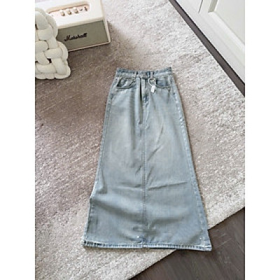 Chân váy jean mềm xoè dáng dài
