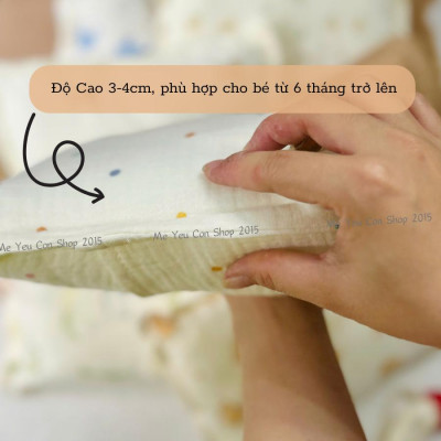 [6M+] Gối Xô Mềm, Êm, Thoáng Khí Cho Bé Từ 6 tháng trở lên - có thể tháo rời vỏ gối