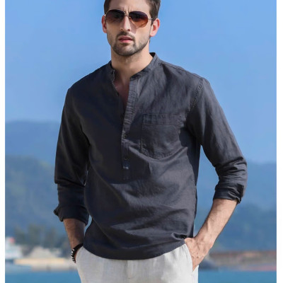 Áo sơ mi hàn quốc cổ tàu, sơ mi mới về 2024, đơn giản, thanh lịch