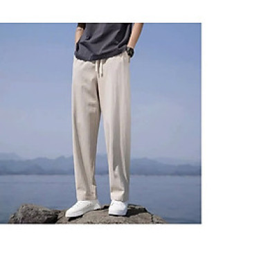 Quần nam ống rộng chất linen, bản eo bo chun kèm dây rút dễ mặc, che khuyết điểm tốt, thời trang trẻ