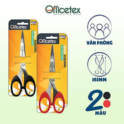 Kéo văn phòng Officetex OT-SC0003 màu Đỏ / Đen dùng cho văn phòng, lưỡi thép không rỉ cắt bén