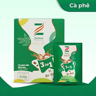 ZeMor Coffee Cà phê hoàn tan 3in1 ZeMor Coffee Vị Dịu dàng sánh quyện, thơm béo 20gx12gói