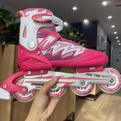 Tặng Bảo Hộ Tay Chân HOẶC Túi] Giày Patin Trẻ Em Cougar 835L Có Nút Chỉnh Size, Có Phanh Hỗ Trợ Tập
