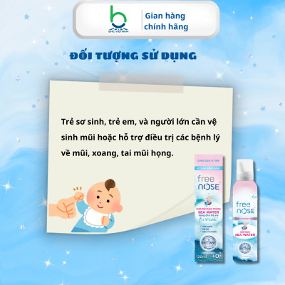 Xịt Mũi Free Nose Đẳng Trương Vệ Sinh Mũi Hằng Ngày Dành Cho Trẻ Sơ Sinh - Chai 120ml