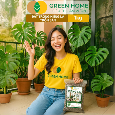 Đất Trồng Kiểng Lá Greenhome, Bao 1kg, Giá Thể Trộn Sẵn, Tiện Lợi Cho Monstera, Kiểng Lá