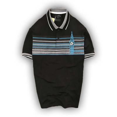 Áo Thun Nam Ngắn Tay Cổ Bẻ Họa Tiết Ngang Ngực Lịch Lãm Bắt Mắt - LZPS130