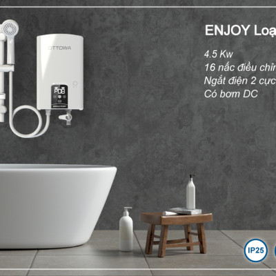 Máy tắm nước nóng OTTOWA TE45P01 - Hàng chính hãng - Có bơm