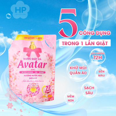 Nước Giặt Xả 5 Trong 1 Hương Hoa Cỏ Lưu Hương 72h Avatar (Túi 3kg)