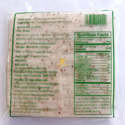 [SỈ&LẺ] Bánh tráng cuốn 400g/gói (Bánh tráng mè, bánh tráng gỏi cuốn mè Hồng Phát đặc sản Phan Rang)