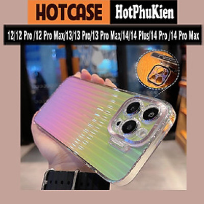 Ốp lưng 3D bảo vệ camera cho iPhone 12 / 12 Pro / 12 Pro Max / 13 / 13 Pro / 13 Pro Max / 14 / 14 Plus / 14 Pro / 14 Pro Max hiệu HOTCASE Laser Aurora - mặt lưng gợn sóng 3D, chống sốc, chống chịu mọi va đập, có khung bảo vệ camera - hàng nhập khẩu
