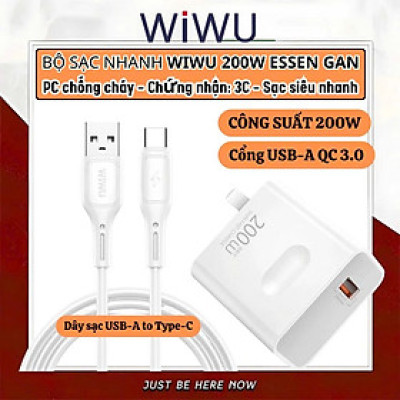Bộ adapter cóc củ sạc nhanh GAN 67W WIWU Helix Wi-G020 - Chip Ai điều chỉnh dòng, kèm dây type-C 70cm + QC USB-A+USB-C sạc cho laptop, máy tính bảng, điện thoại- Hàng chính Hãng