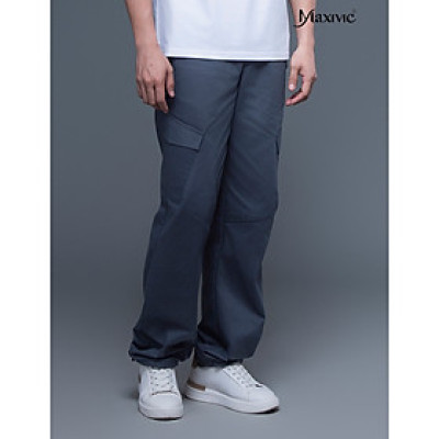 Quần nam kaki xám đậm túi hộp rút ống