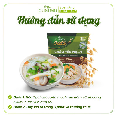 Thùng 30 Gói Cháo Yến Mạch Rau Nấm Xuân An 40G [chay dùng được] (Tặng Kèm 5 Gói)