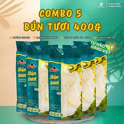 COMBO 5 Bún tươi khô Shammi 400g(bún tươi sấy khô hàng xuất khẩu không chất bảo quản, không hàn the)