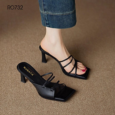 Dép nữ quai ngang, gót nhọn ROSATA RO732 - 7p - Đen, Bạc - BKSTORE