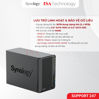 Nas Synology DS225+ thiết bị lưu trữ mạng 2 bay ổ cứng dành cho cá nhân và doanh nghiệp nhỏ năm 2025 hàng chính hãng