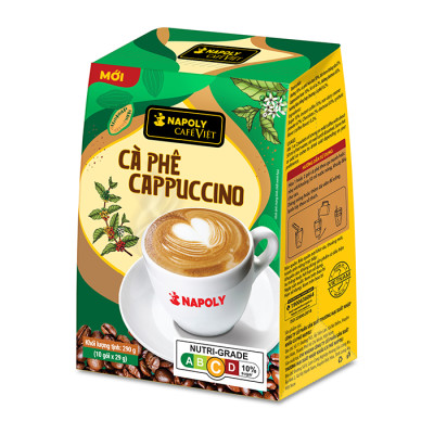 Cà phê hoà tan Cappuccino bổ sung Socola béo ngậy Napoli Coffee hộp nhỏ (5gói x 29g)
