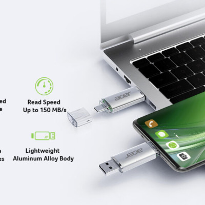 USB Acer UT300 3.2 Gen1 USB-C & USB-A tốc độ upto 150MB/s BH 5 NĂM 1 ĐỔI 1 Hàng chính hãng