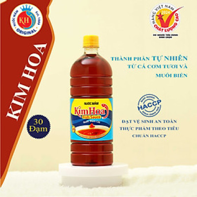 Nước Mắm truyền thống Kim Hoa Phú Quốc 30 độ đạm chai 1 Lít