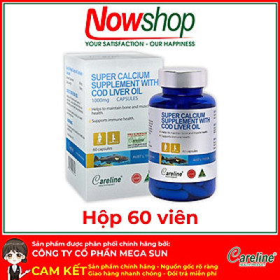 Super Calcium Supplement With Cod Liver Oil 1000mg Careline hộp 60 viên bổ sung canxi và omega 3