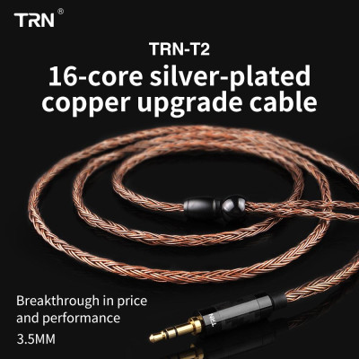 Cáp TRN T2 HiFi có thể tháo rời 16 lõi dây cắm tai nghe 3,5 mm được mạ bạc