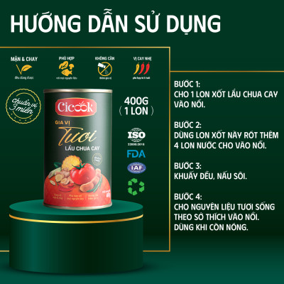 Combo 3 Lon Xốt Lẩu Chua Cay Cicook, Ngon Chuẩn Vị Không Cần Thêm Gia Vị 370g *3