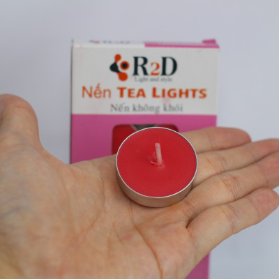 Nến trà Tealight màu đỏ hộp 10 viên chính hãng R2D không khói không mùi dùng cho đèn thiền